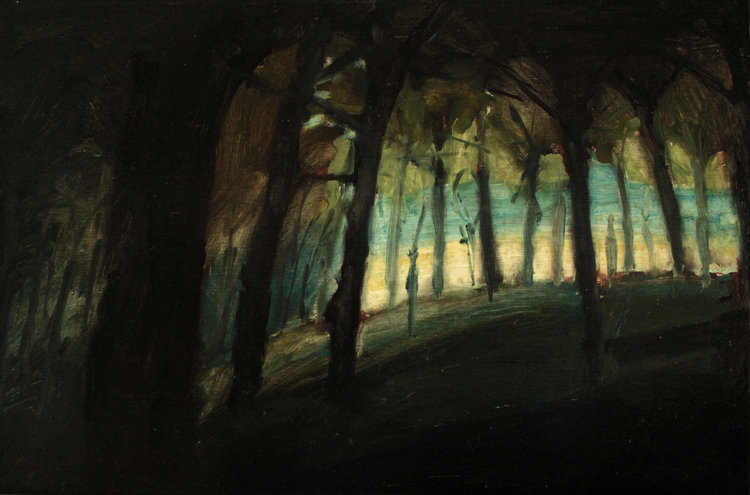 Dark Woods 3 By Rus Gilder 2010 Painting Oil On Wood Dark Woods 3 By Rus Gilder 2010