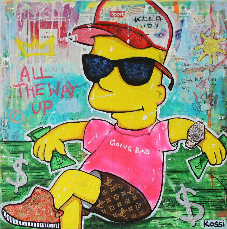 Bart Simpson Money By Kristin Kossi 2019 Painting Acrylic Lacquer