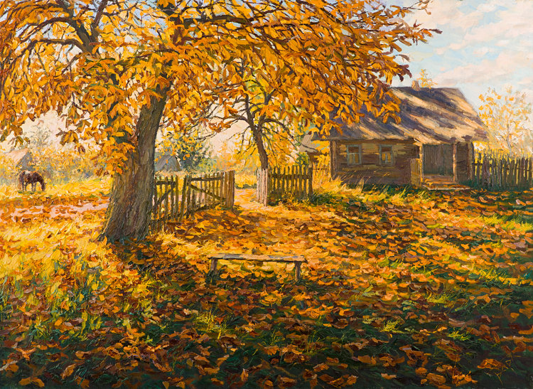 The Golden Glow of Autumn by Elena Barkhatkova (2005) : Painting Oil on ...