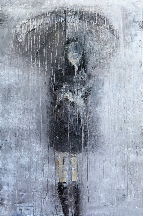 Abstract Girl In The Rain No7 By Roger König 2017 Painting Acrylic On Canvas Singulart