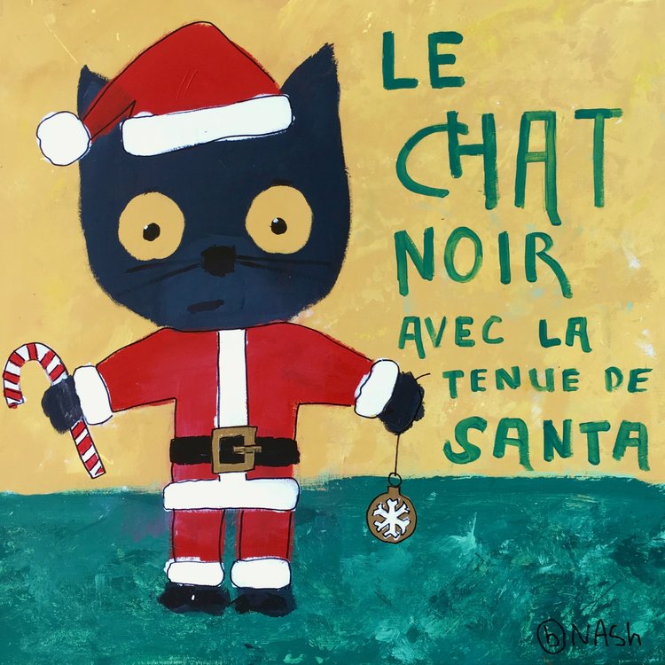 Le Chat Noir Santa By Brian Nash 18 Painting Acrylic On Canvas Singulart