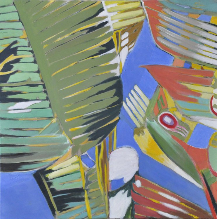 Palme Fond Bleu De Bernard Marie Collet 2016 Peinture Acrylique