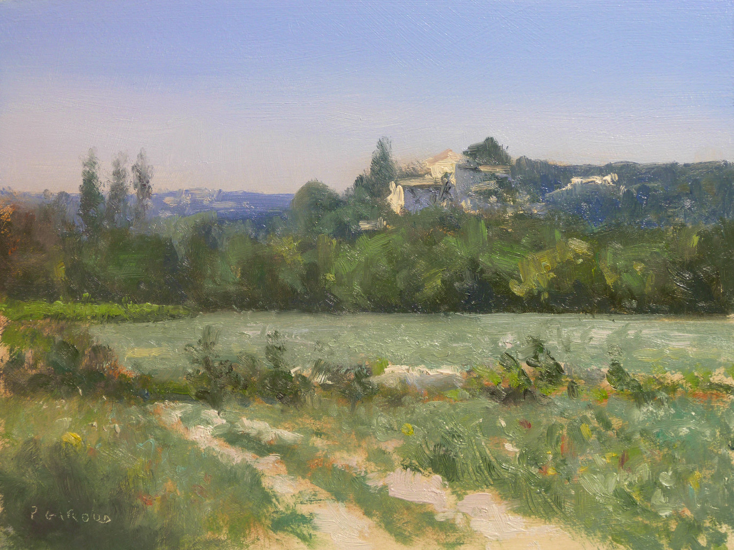 Chemin vers Joucas de Pascal Giroud (2018) Peinture Huile sur Bois