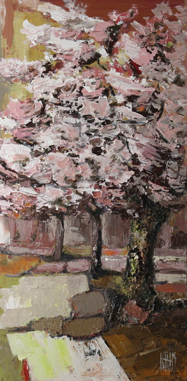 Les Pommiers En Fleurs De Michèle Kaus 2018 Peinture Acrylique