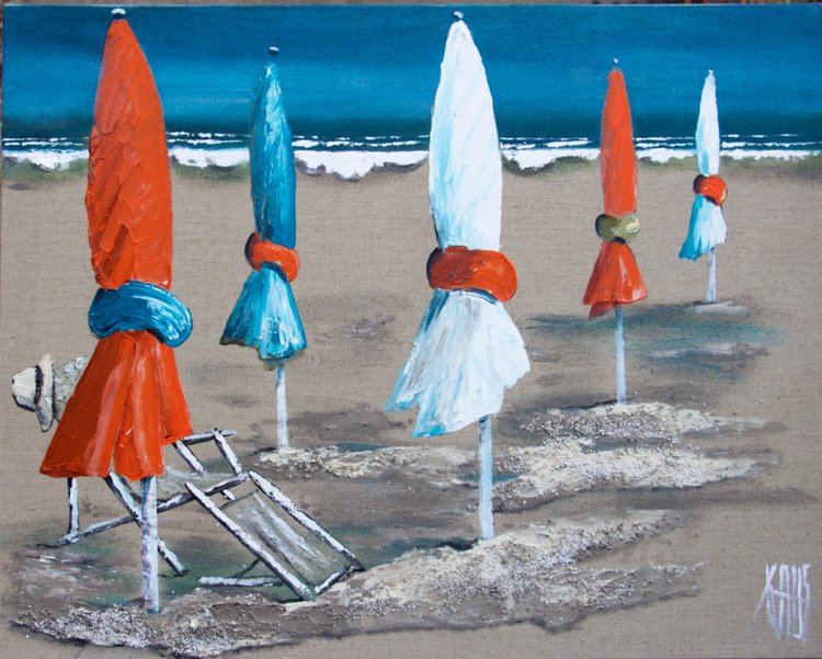 Transat Sur La Plage By Michèle Kaus 2018 Painting Acrylic On Canvas Singulart