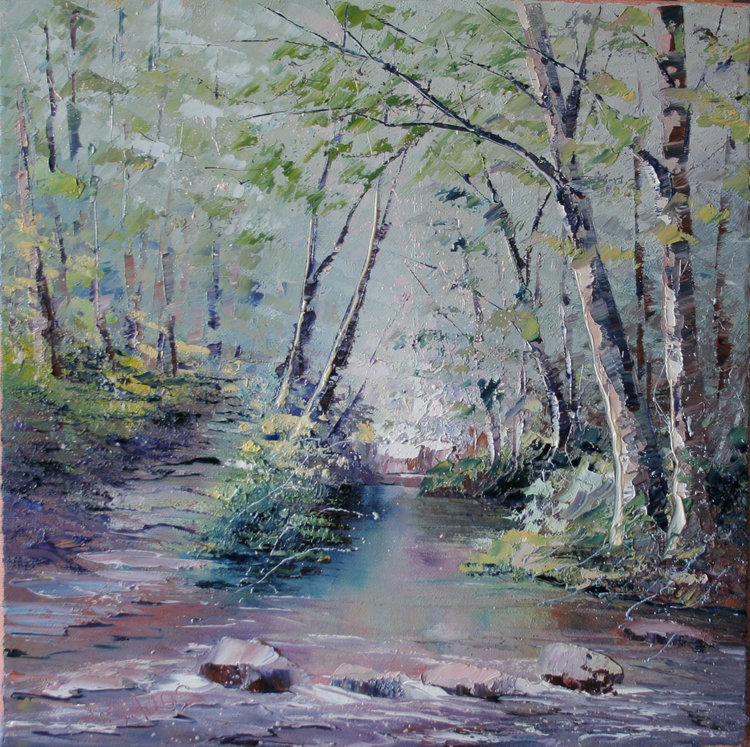 Ruisseau en sous-bois by Jacques Majos (2017) : Painting Oil on Canvas ...