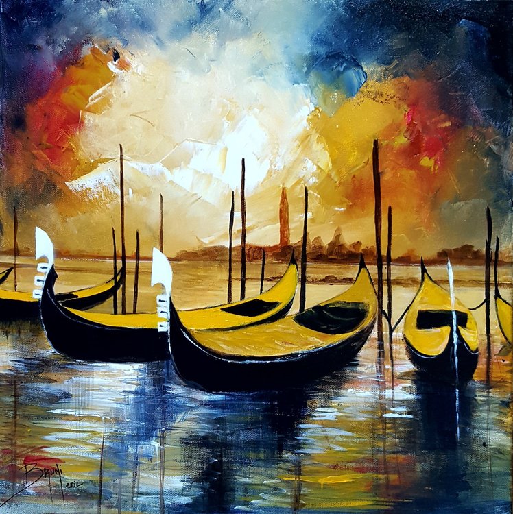 Gondoles A Venise By Eric Bruni 17 Painting Acrylic Oil On Canvas Singulart