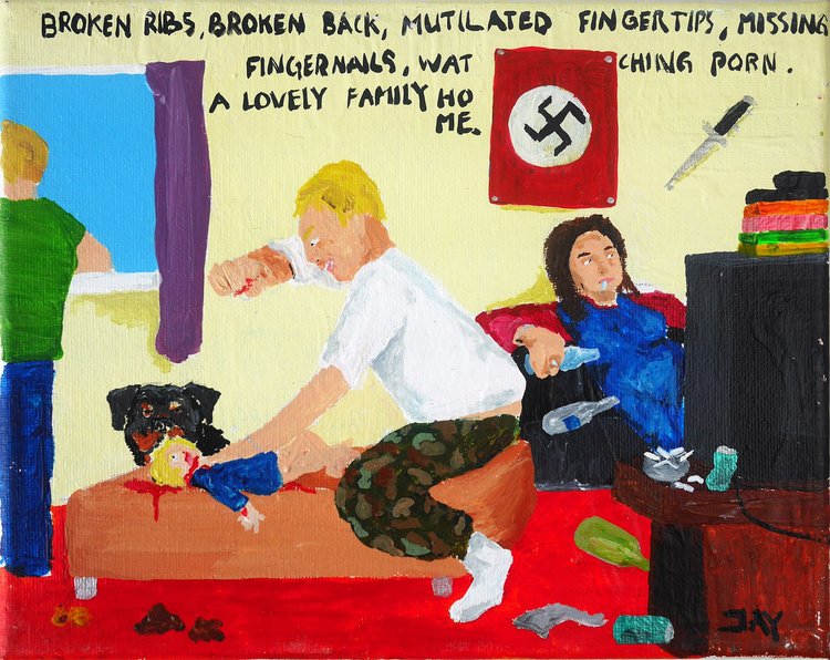 750px x 596px - Bad Painting number 21: Broken ribs, broken back, mutilated fingertips,  missing fingernails, watching porn. A lovely family home. by Jay  Rechsteiner ...