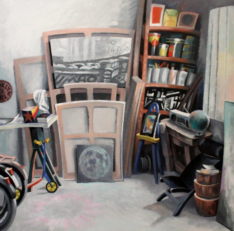 LUNA GARAGE von Claude-Max Lochu (2011): Malerei Öl auf Leinwand