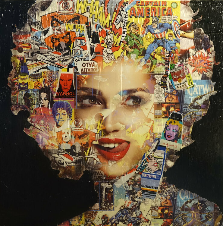 Voorspeller heldin Carrière Pop Art Face 1 by Wojtek Babski (2019) : Painting Acrylic, Collage on  Canvas - SINGULART