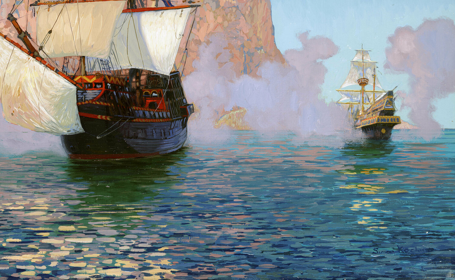 New Albion. Sir Francis Drake's ship "Golden hind" von Simon Kojin