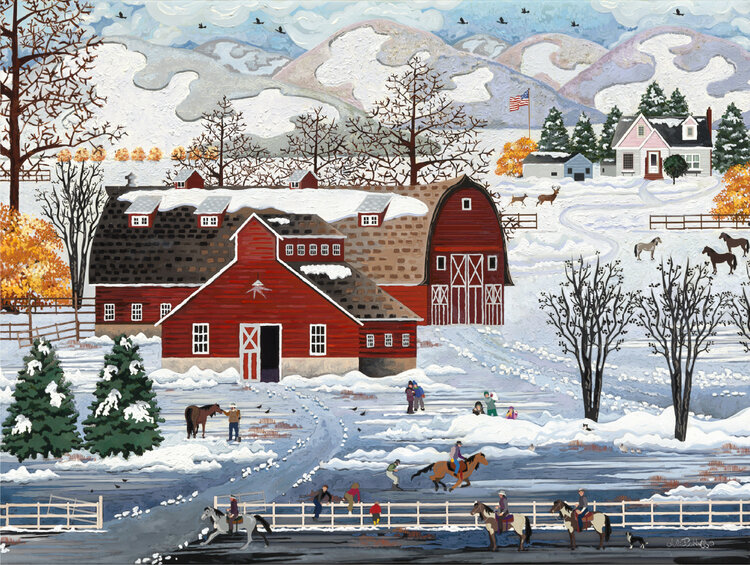 Winter At The Farm by Julie Pace Hoff (2016) : Painting Oil on Canvas ...