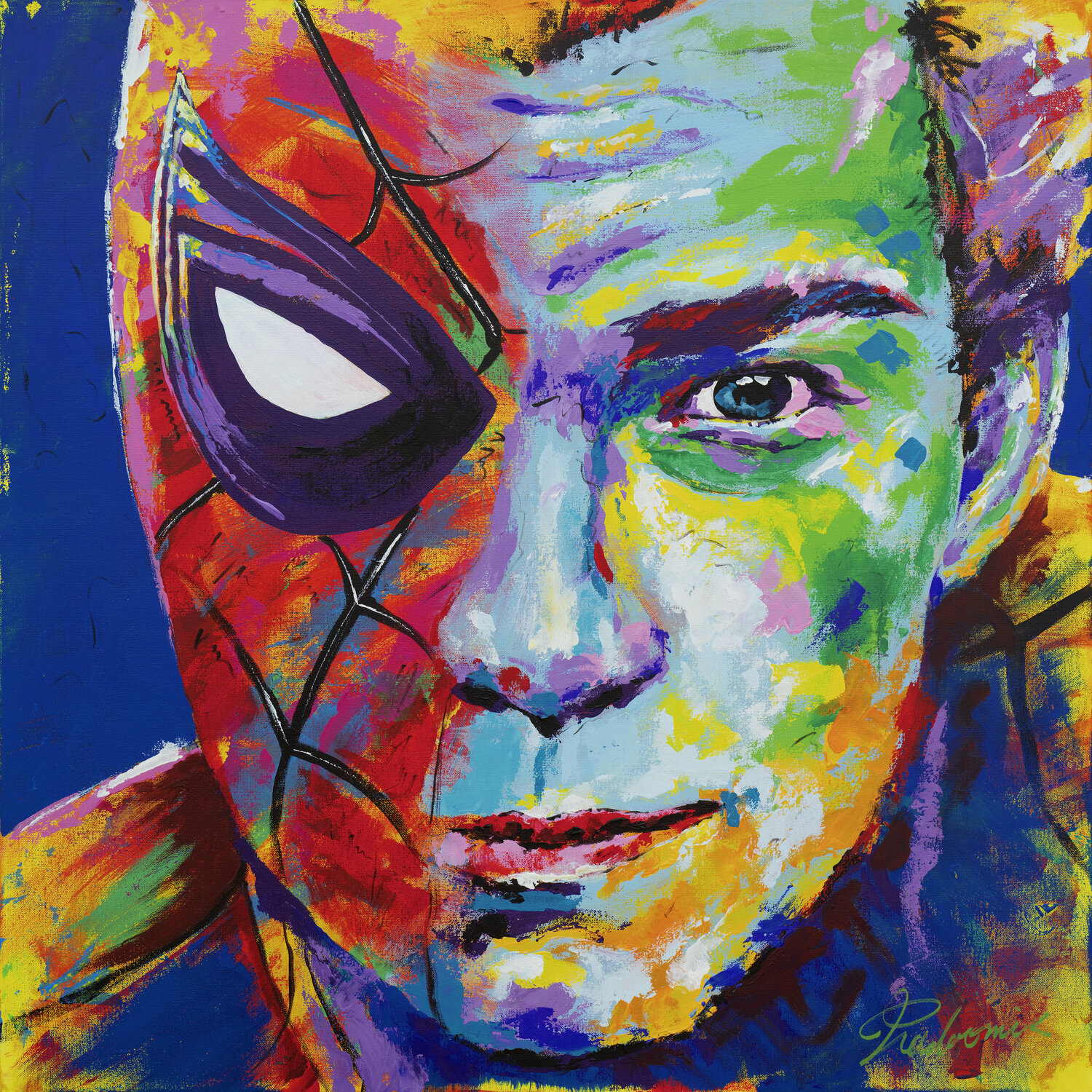 Spider - Man / Half face series by Tadaomi Kawasaki (2019) : Painting  Acrylic on Canvas - SINGULART