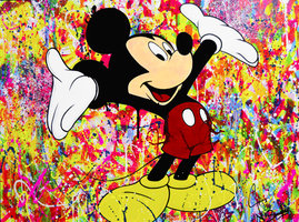 Farbe und Pinsel Mickey Mouse Ausmalbild Leinwand Motiv wählbar Keilrahmen inkl 