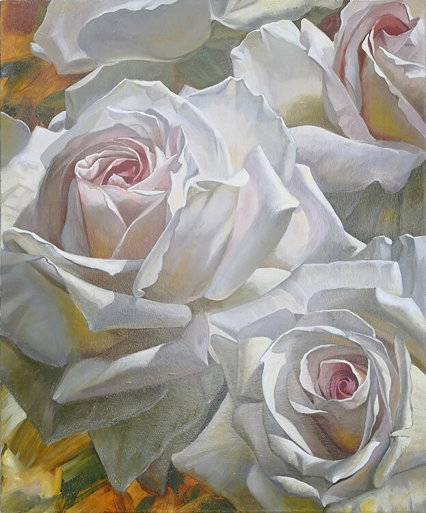 Roses Original Oil Painting Wonderful flowers von Lilya Guseva (2020