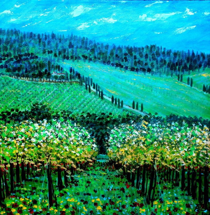 Tuscan Vineyard By Paul J Best 17 Painting Acrylic On Canvas Singulart
