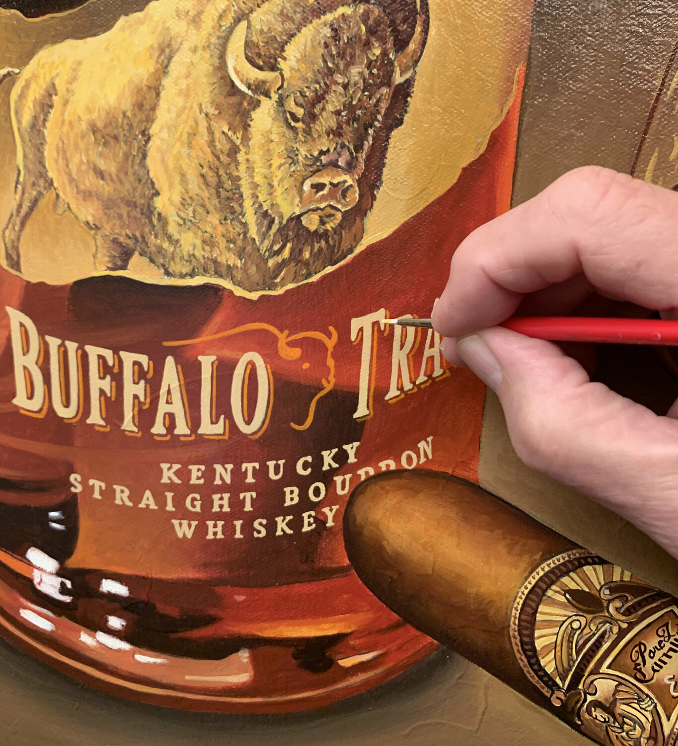 Four Buffalo Trace Bourbons by Ian Greathead (2020) Painting Oil on