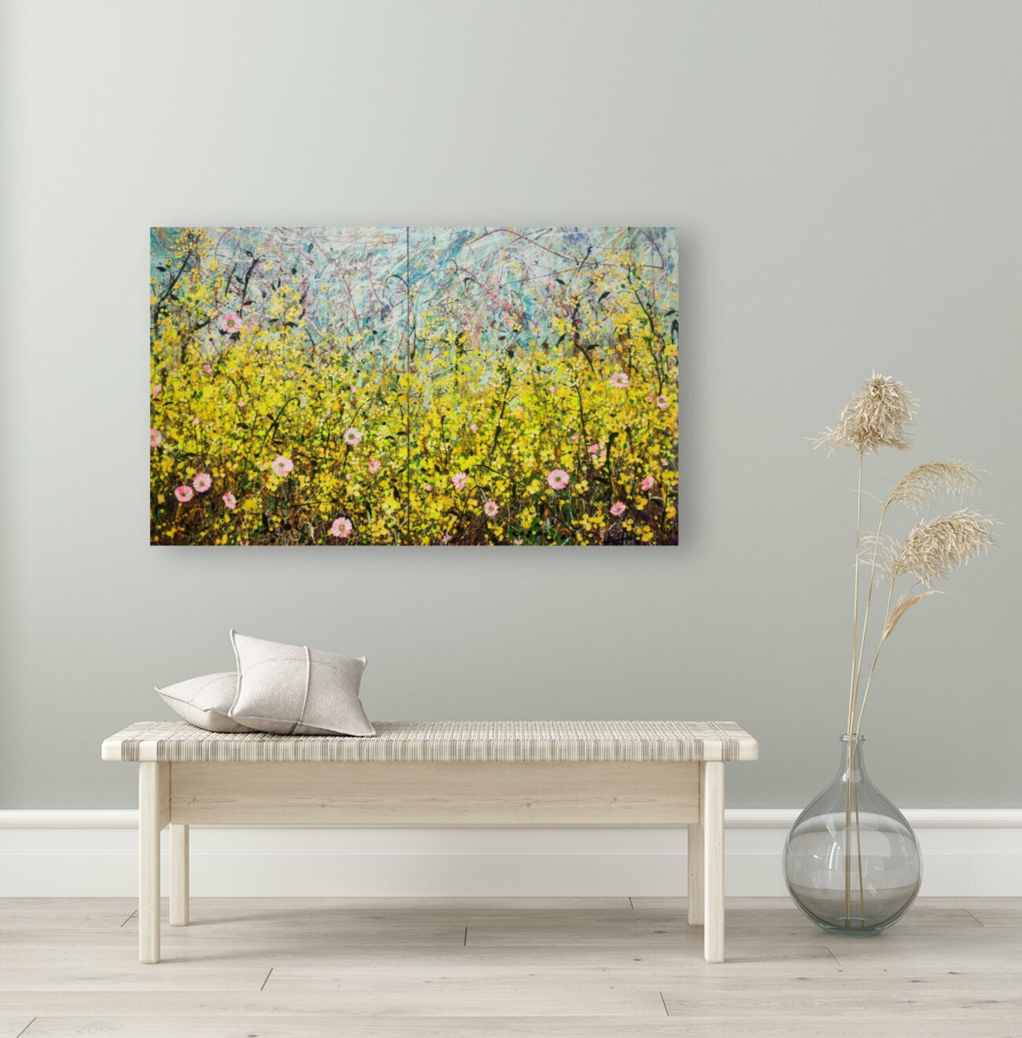 Symphony in Yellow - Large Painting on two panels by Angie Wright (2020 ...