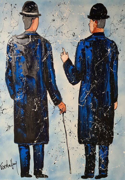 Magritte vs Magritte de Henry Escobar (2021) Peinture Acrylique