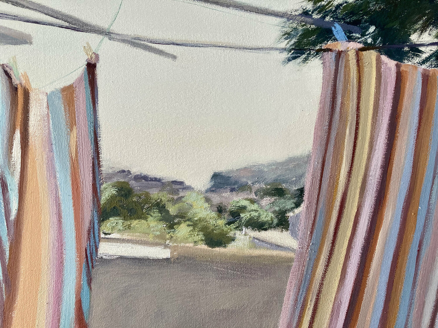 Wäsche in der Morgensonne von Susanne Wind (2009): Malerei Öl, Tempera