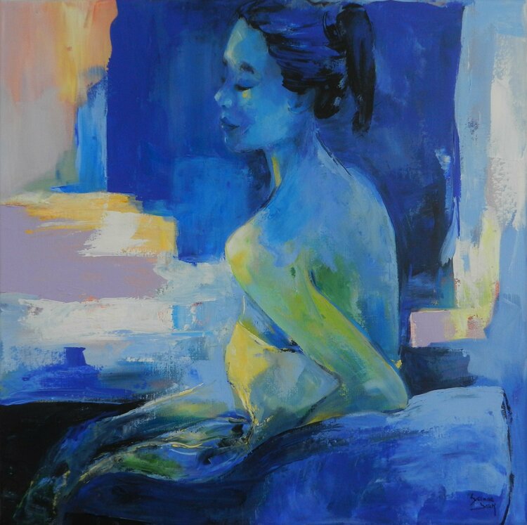 La Chambre Bleue Von Lysiane Beck Malerei Acryl Auf Leinen Singulart