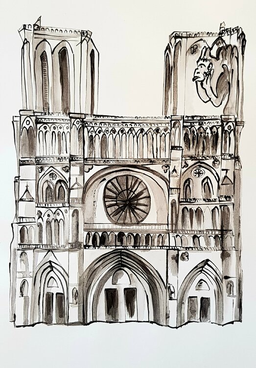 Cathédrale Notre-Dame de Paris Tekening door Paul-Eric Langevin | Artmajeur