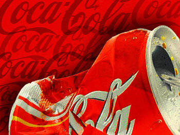 Coca Cola Can Crush Red Logo Background By Tony Rubino 21 Painting Acrylic Collage On Canvas Singulart