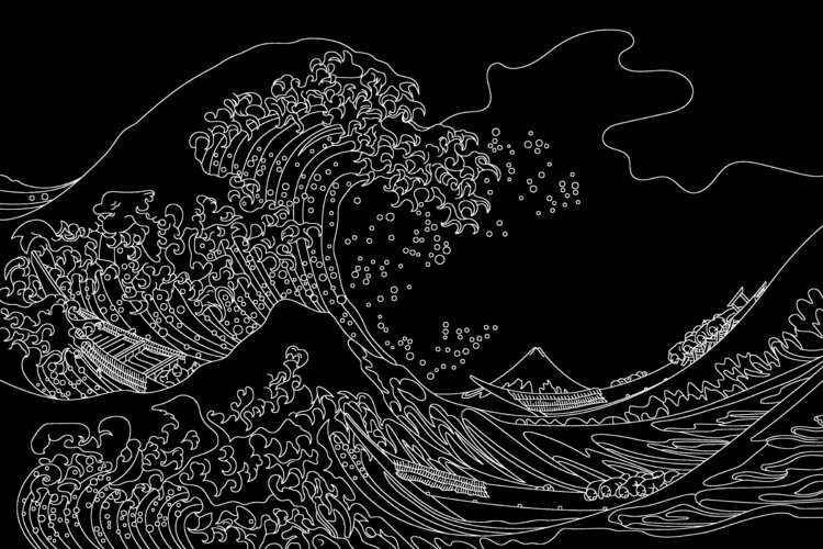 wave black and white drawing