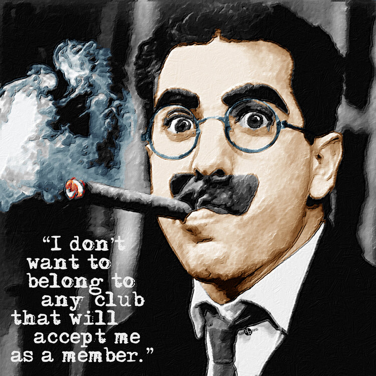 Groucho Marx Club Member Quote by Tony Rubino (2022) : Painting Acrylic,  Lithography on Canvas - SINGULART