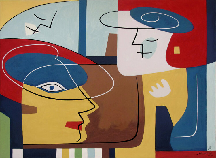 La dame au chapeau bleu by Bernard Simunovic (2020) : Painting Acrylic on  Canvas - SINGULART