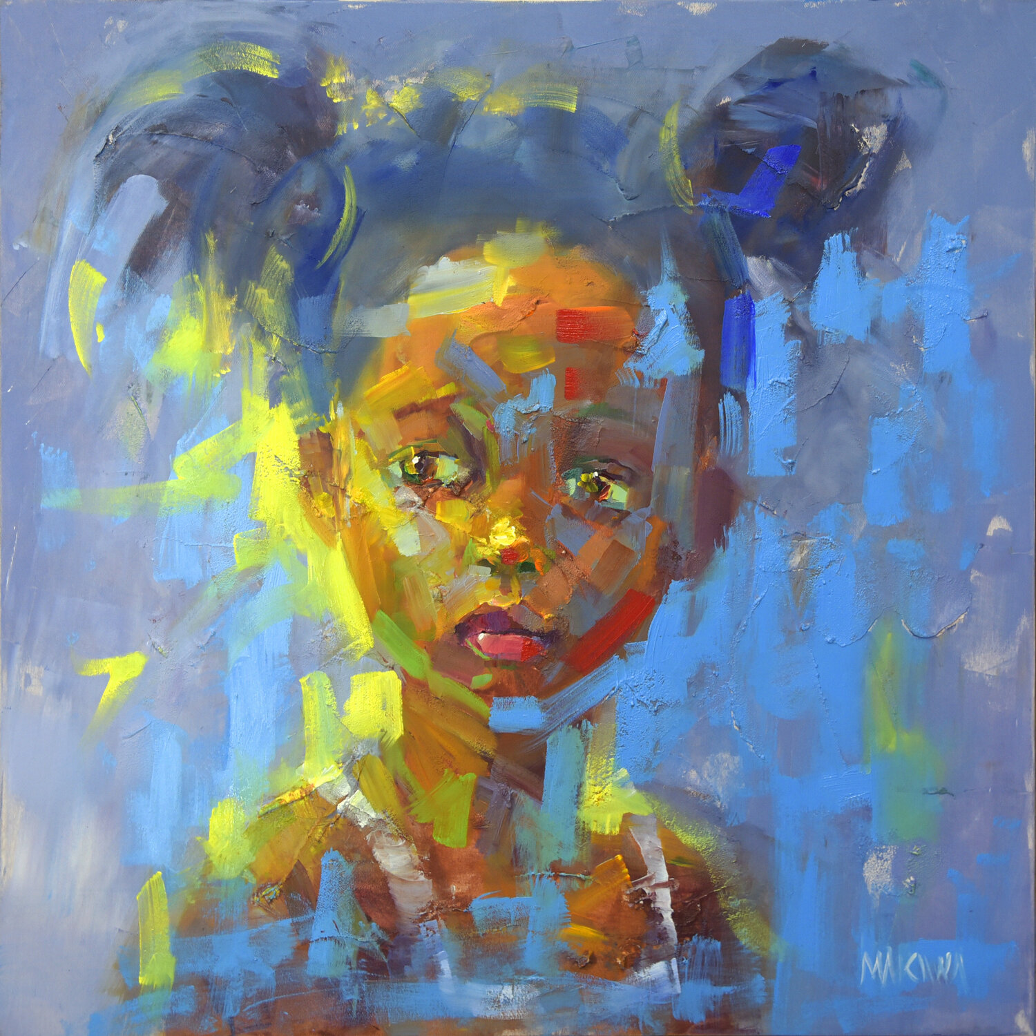 Portrait of a Little Girl by Makiwa Mutomba (2023) : Painting Oil on ...