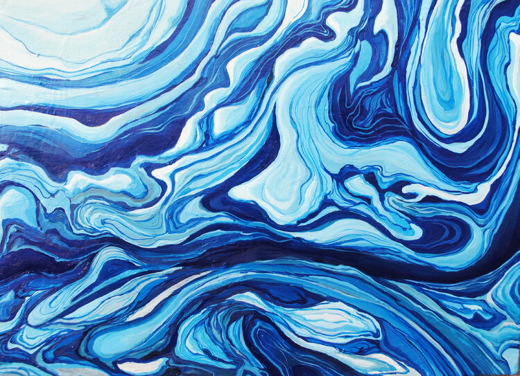 Blue flow by Mykola Ampilogov (2020) : Painting Oil on Canvas - SINGULART