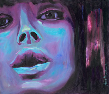 PURPLE African American Art, Black Purple Woman Portrait, Female Oil  Painting On Canvas Anna Miklashevich Oil On Canvas