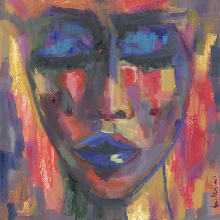 Abstract Portrait Woman's Face Modern acrylic abstract portrait painting,Contemporary Art