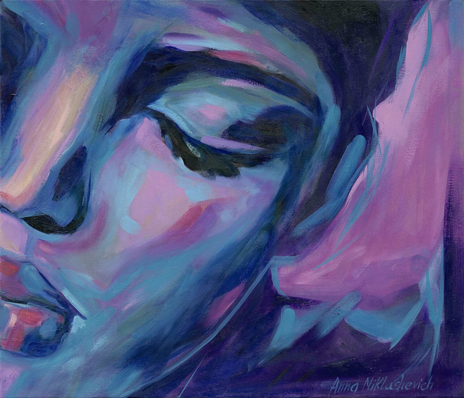 SERENE modern African American wall art, black woman portrait