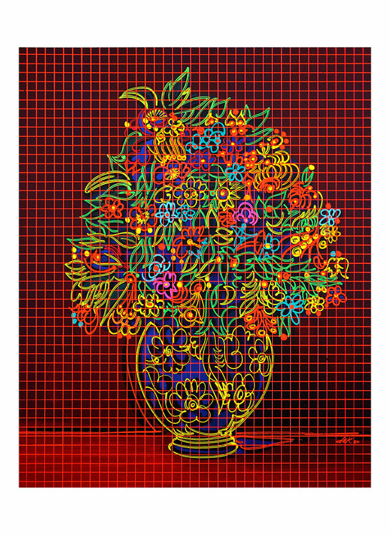 The Neon Vase Door Dek Afdruk Zeefdruk Op Papier Singulart