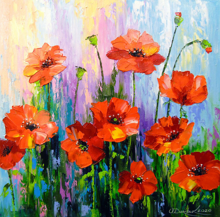 Poppies by Olha Darchuk (2020) : Painting Oil on Canvas - SINGULART