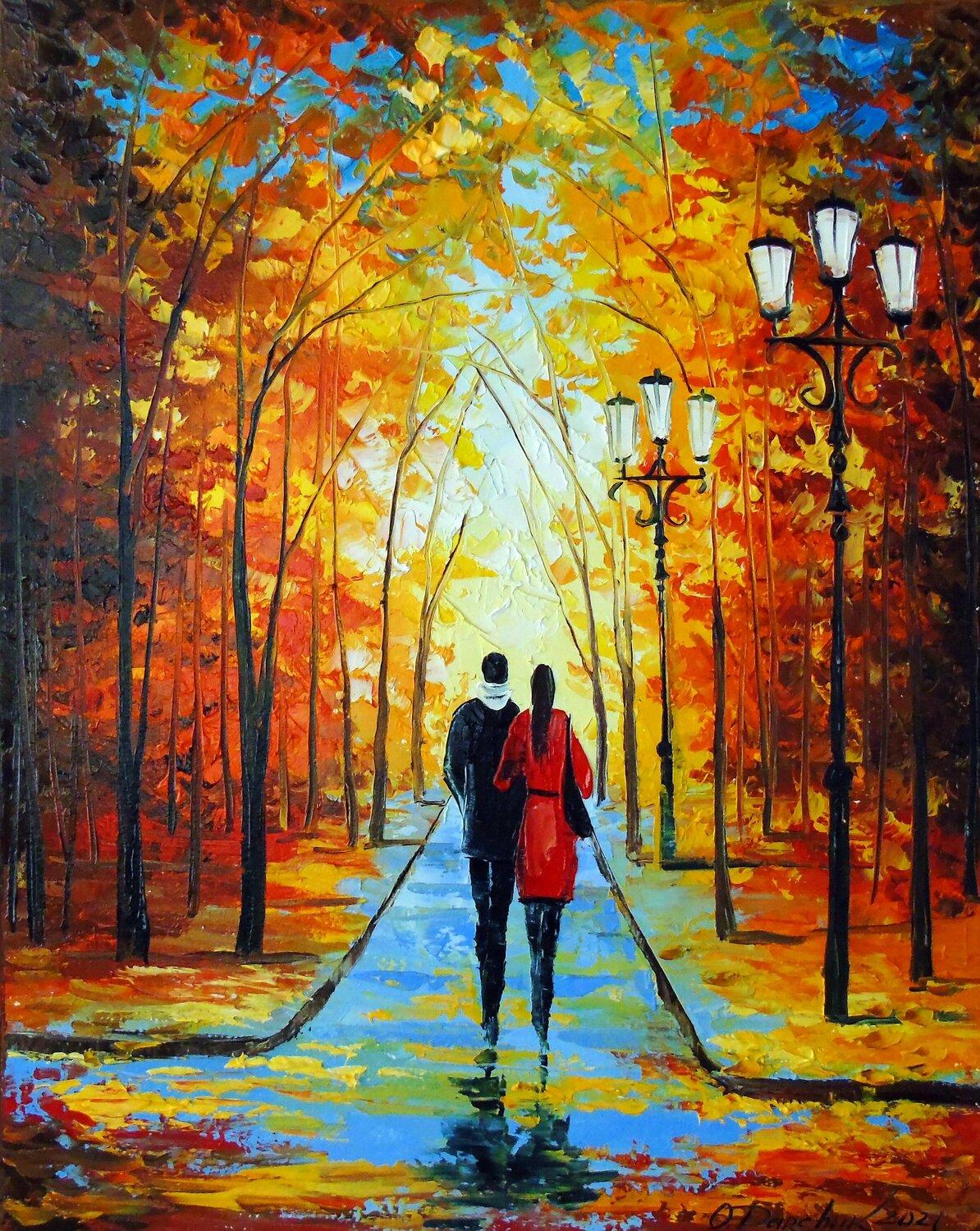 Autumn Walk In The Park By Olha Darchuk (2021) : Painting Oil On Canvas ...