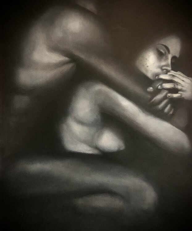 L'abbraccio by Natalie Cappello Wild (2021) : Work on paper Oil, Charcoal  on Paper - SINGULART