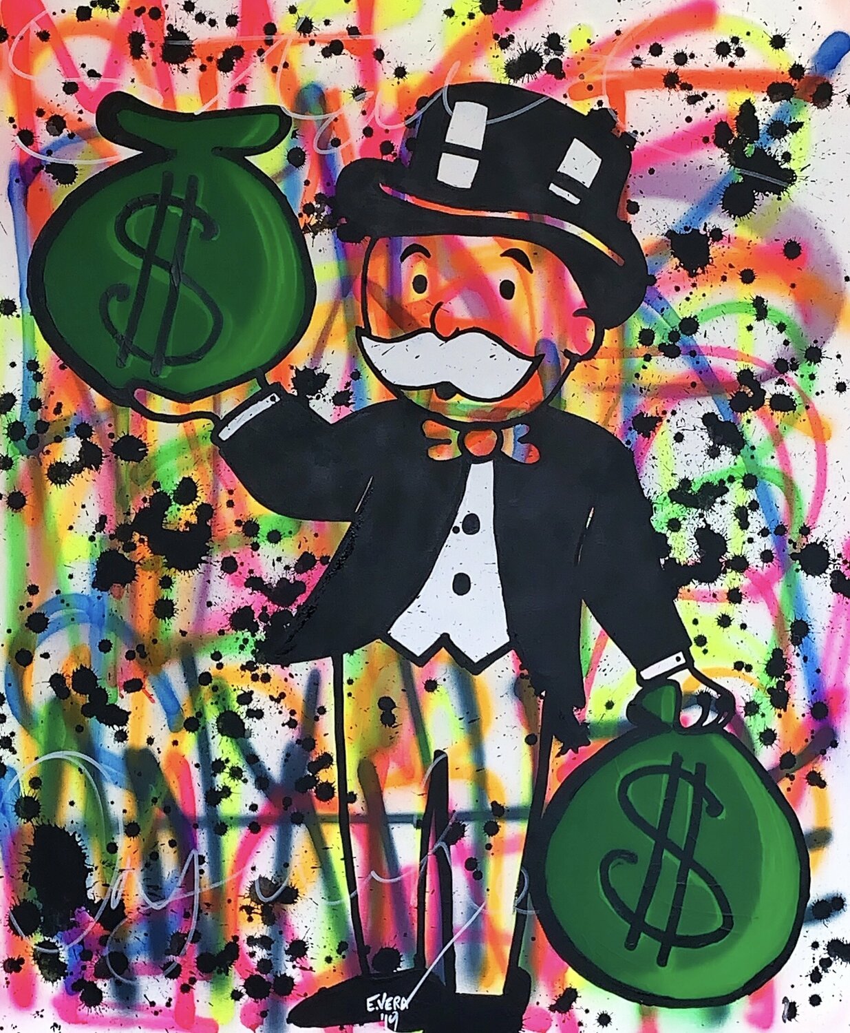 Monopoly Money Bags by Esteban Vera (2019) : Painting Acrylic, Spray ...