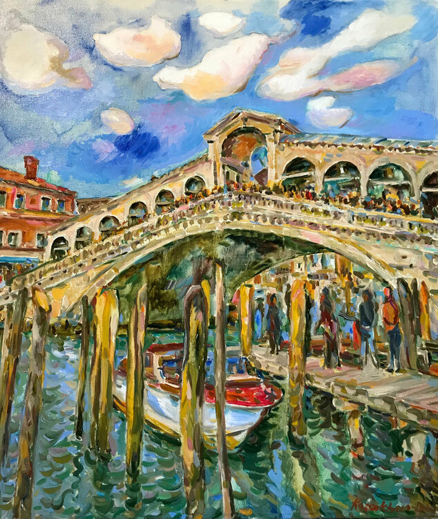 Venice oil painting wall art Canvas Giclee Print L2361 The Rialto Bridge
