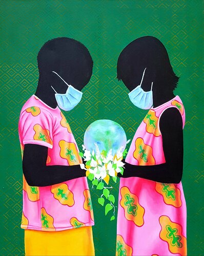Download Earth On Flowers By Aziseh Emmanuel 2021 Painting Acrylic Screen Printing On Canvas Singulart