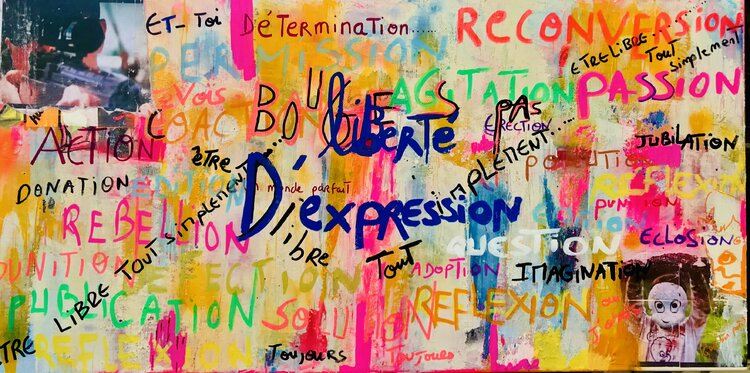 Liberte D Expression By Muriel Deumie Painting Acrylic Collage On Canvas Singulart