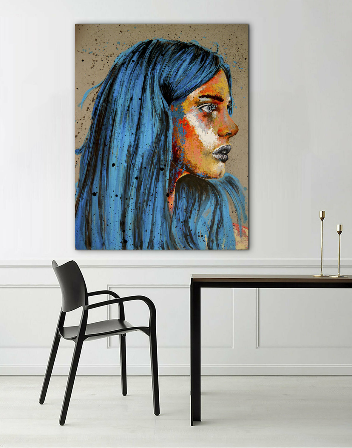 Portrait PS 100 Blue Lioness Woman Home gift Nude POP kunst online kaufen marina clemente by Bazévian Delacapucinière (2020) Acrylic, Oil on Canvas - SINGULART