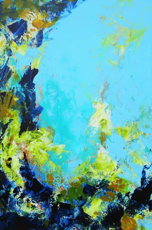 Large Abstract Painting Blue, Green, Brown, Teal and White Modern Textured  Art by Sveta Osborne (12) : Painting Acrylic on Canvas - SINGULART