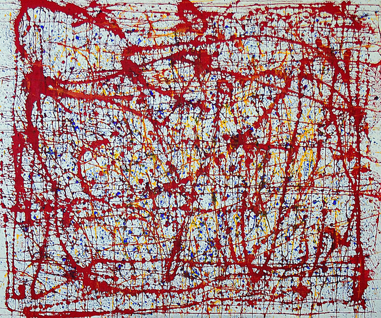 Hommage à Jackson Pollock - Red with a hint of yellow and blue by Heike ...