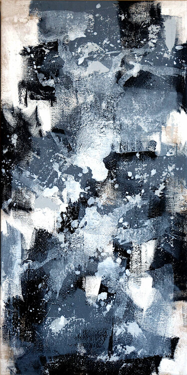Abstrakt No. 12 black & white minimalism by Anita Kaufmann (12) :  Painting Acrylic on Canvas - SINGULART