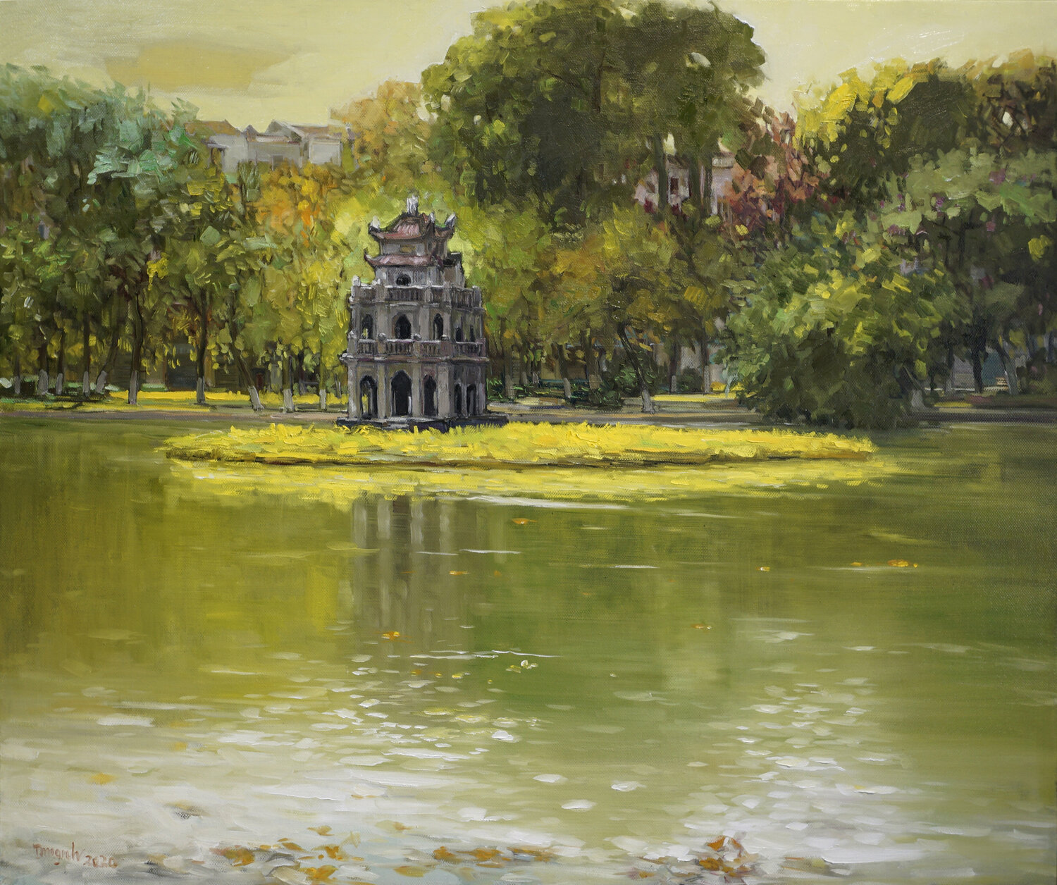 Hồ Hoàn kiếm. by LamDuc Manh (2020) : Painting Oil, Wool on Canvas ...