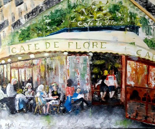Paris. Le Café de Flore by Roger Anton Loyer (2020) : Painting Oil on ...