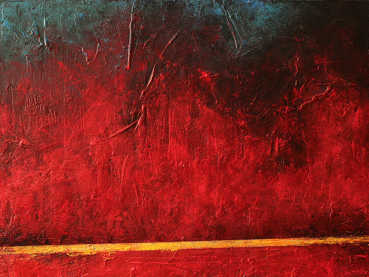 Crimson Sky By Peisy Ting (2021) : Painting Acrylic, Plaster On Canvas ...